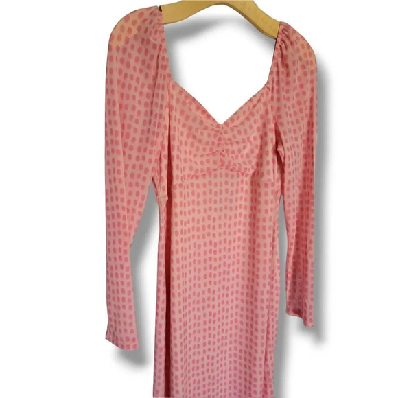 House of Aama for Target women's pink polka-dot sweetheart mesh lined midi dress - Picture 3 of 9